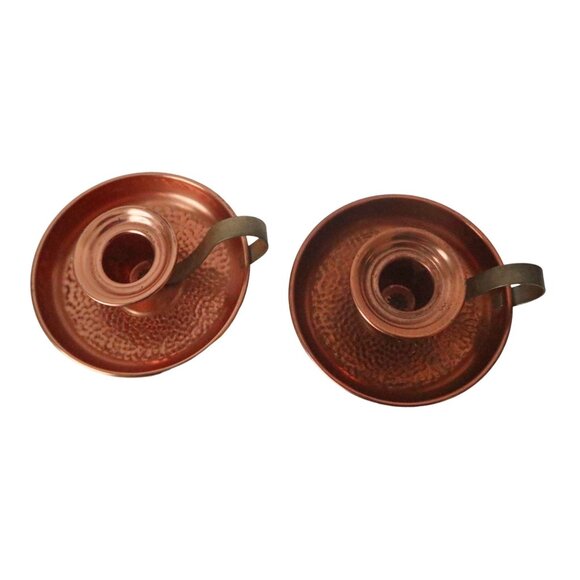 2 Vintage Coppercraft Guild Chamber Candlestick Holders - Picture 5 of 5